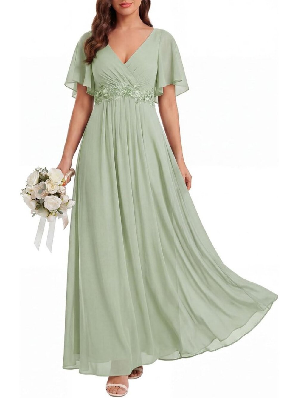 Elegant V-Neck Applique Formal Dress for Mother of the Bride - Perfect Evening